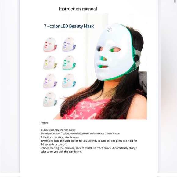 LED 7 Color Portable Skincare Facial Beauty Mask USB rechargeable NIB - Picture 14 of 15